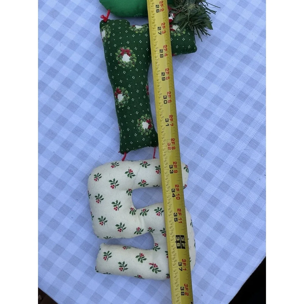Vintage Handmade‎ CHEERS Garland Puffy Fabric Wall Hanging Christmas Decor